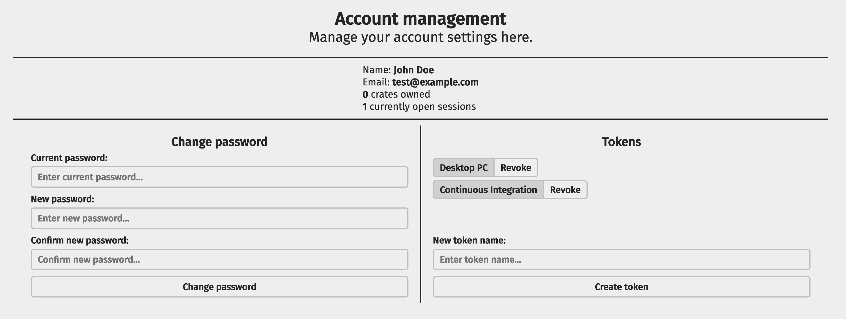 Account Management page